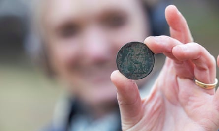 A Victorian-era penny found by Davis on her first metal detecting outing