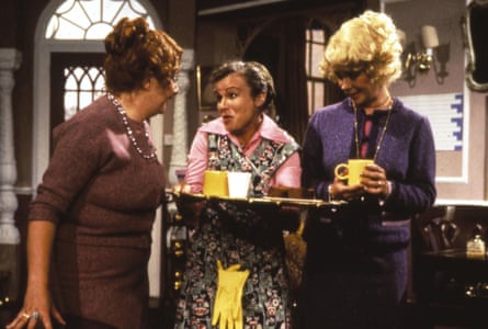 Victoria Wood (left) Julie Walters as Mrs Overall and Celia Imrie (right) in Acorn Antiques.