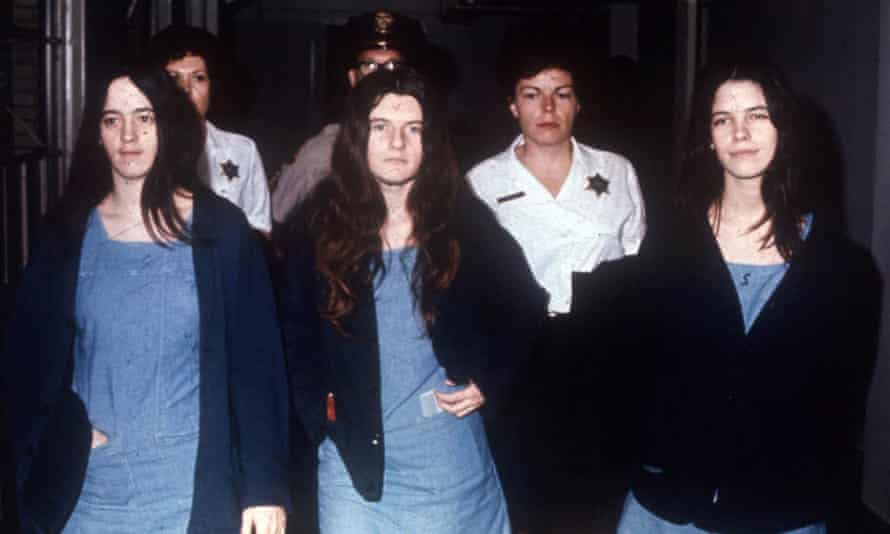 Susan Atkins, Patricia Krenwinkel, and Leslie Van Houten (far right) headed to court on 29 March, 1971.