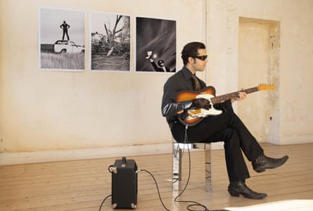Rocker and designer Lucas Lecacheur playing guitar