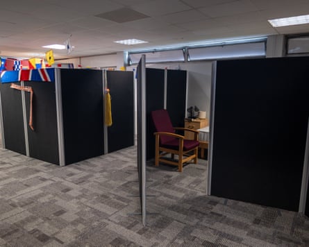 Office screens diving a room into sections