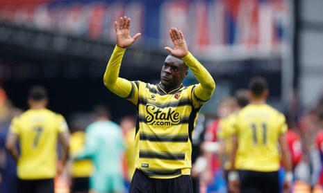 Watford's Ken Sema acknowledges the fans after the club’s relegation from the Premier League