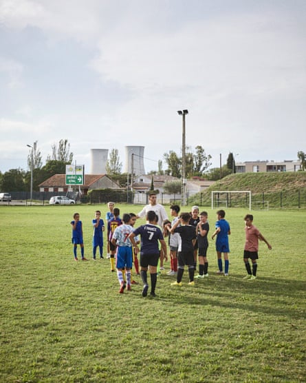 Children at the Stade Abdou Sené, home to a football club in Bollène-Ecluse. The village in southern France is a few hundred meters from Tricastin nuclear station and uranium enrichment plant – one of the largest nuclear sites in Europe.