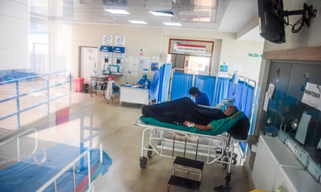 A Covid-19 patient remains in the intensive care unit at a hospital in Lima.