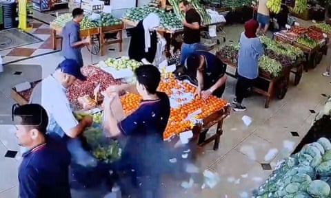 A pager explodes in a grocers’ on 17 September, at the same time hundreds of other pagers exploded in Lebanon and Syria in an attack on Hezbollah.