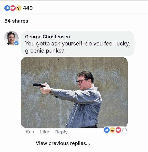 George Christensen’s original post on Saturday