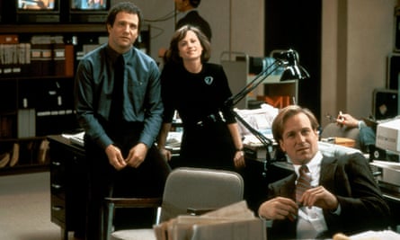Albert Brooks, Holly Hunter and William Hurt in Broadcast News (1987).