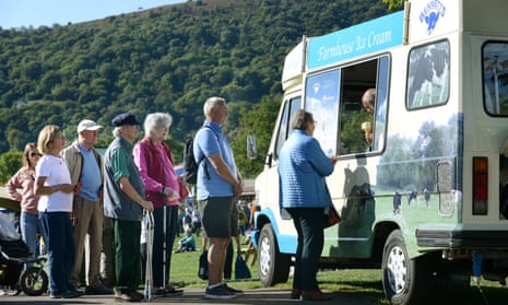 People queuing up for an ice-cream