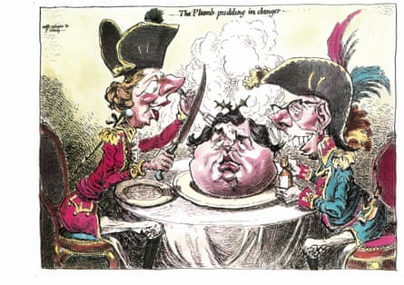 A Spitting Image card: ‘The Plumb-Pudding in Danger’