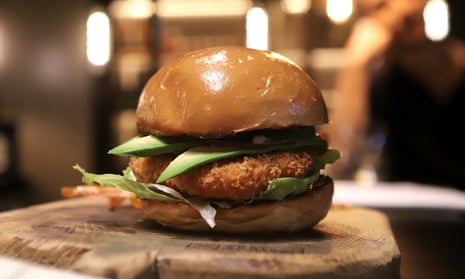 A cultivated chicken burger made by SuperMeat.