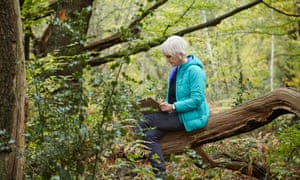 The writer captures the forest around her.