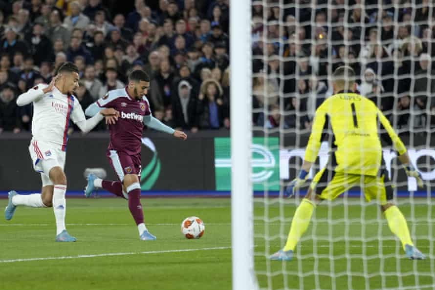 West Ham v Lyon: Europa League quarter-final, first leg – live! | Europa League 4 You can’t always get what you want as Said Benrahma fires wide.