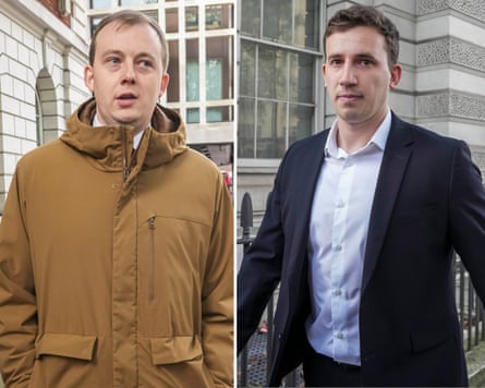 Composite image of the two men leaving court