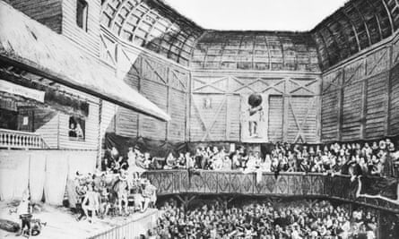 The Globe theatre in the days of Shakespeare.