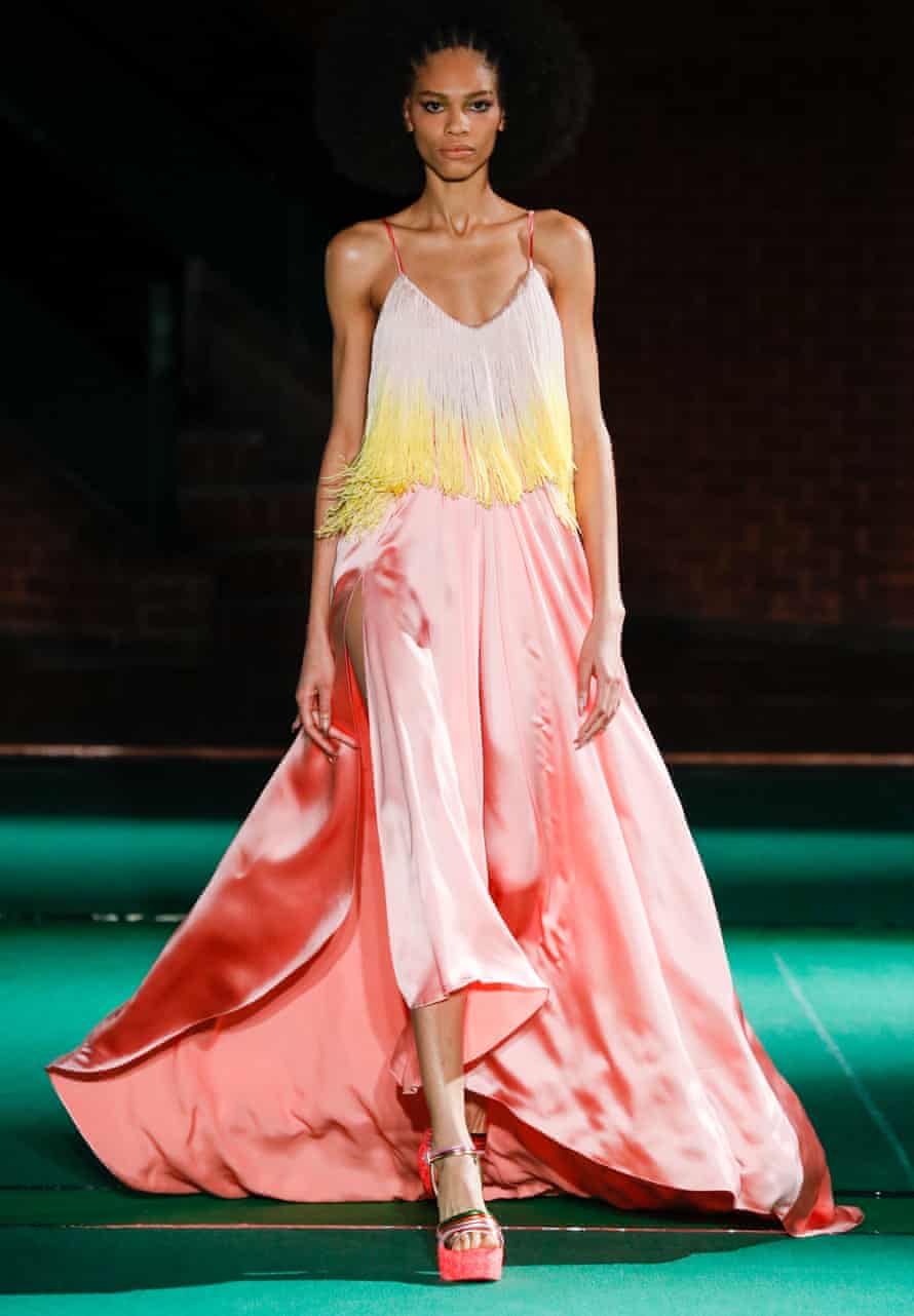 A model in the Halpern show at London fashion week.