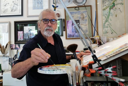 The field ornithologist, artist and author, Keith Hansen, in his gallery and studio in Bolinas, California.