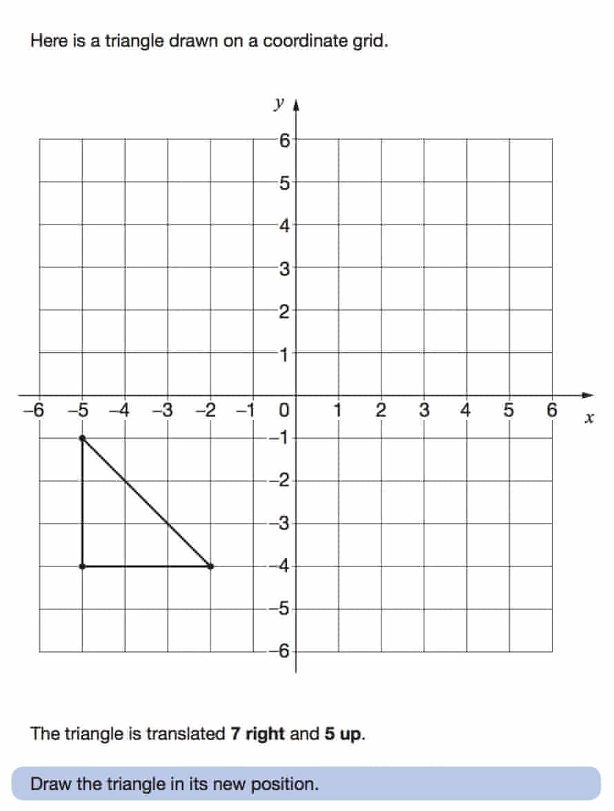 A triangle translation question from last year's Sats maths papers.