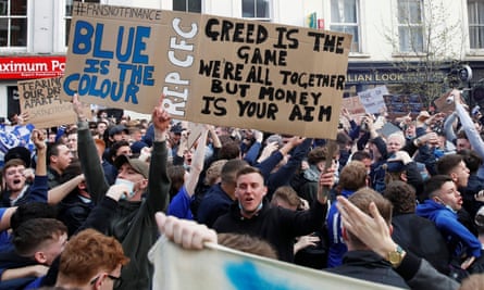 Chelsea fans protest outside Stamford Bridge