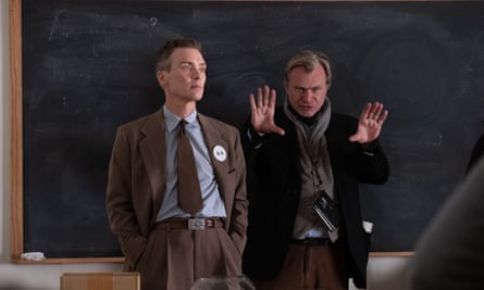 Christopher Nolan with Cillian Murphy on the set of Oppenheimer