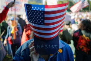 A protester in Boston, Massachusetts.