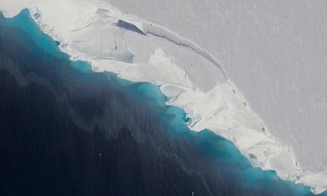 A gigantic cavity, two-thirds the area of Manhattan, growing at the bottom of Thwaites Glacier in West Antarctica.