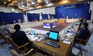 A handout picture provided by the Iranian presidency shows Iran’s president Ebrahim Raisi attending a cabinet meeting in Tehran, Iran on 2 February, 2022.