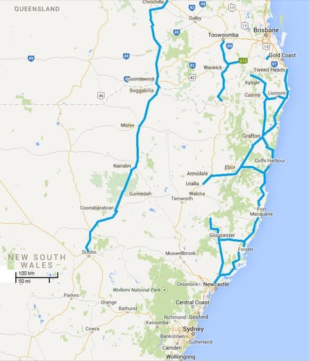A map showing coal seam gas demonstrations held across northwest New South Wales on Sunday 19 April.