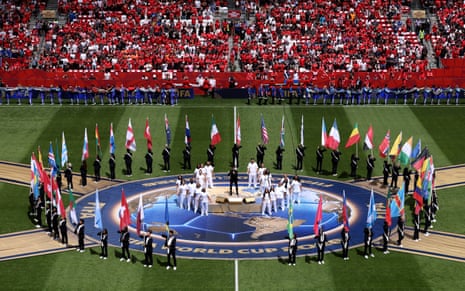Michael Bublé performs during the Parade of Nations.
