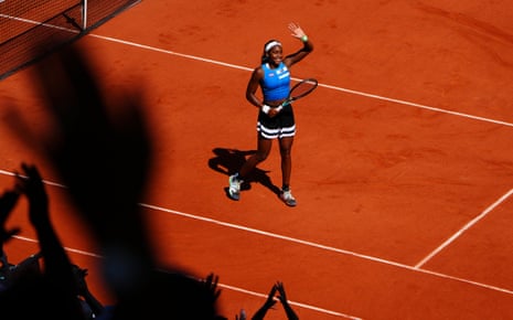 Gauff célèbre sa victoire au troisième tour contre Andreeva.