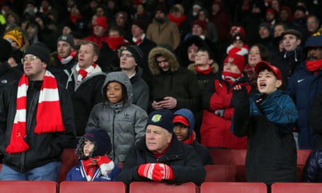Dejected Arsenal fans during the match.