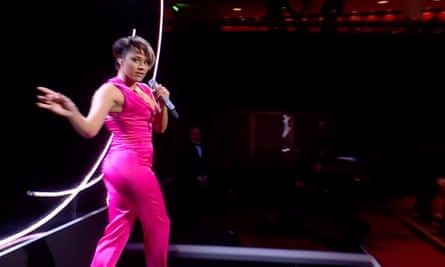 Screengrab showing DeBose performing