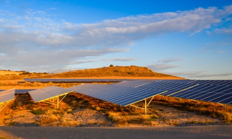 solar farm on red earth desert