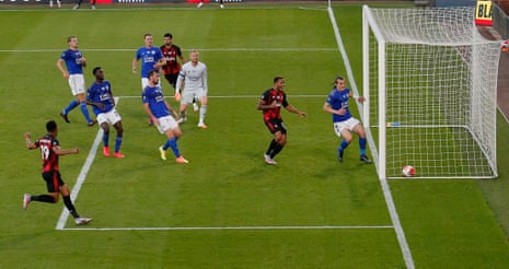 Bournemouth’s Dominic Solanke scores their second goal.