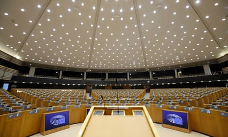 The European parliament building in Brussels.