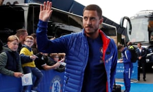 Eden Hazard arrives at Stamford Bridge.