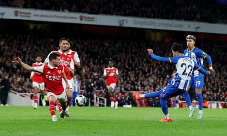 Arsenal v Brighton, Nottingham Forest v Tottenham: Carabao Cup – live | Carabao Cup 5 Brighton & Hove Albion's Kaoru Mitoma scores their second goal.