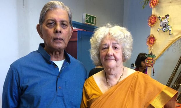 Pabitra Ghosh, who was displaced from modern-day Bangladesh as a child, with his wife, Jane, in 2017