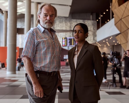 Hugo Weaving and Shabana Azeez in The Airport Chaplain.