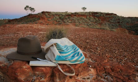 Monica's hat and bag in the outback