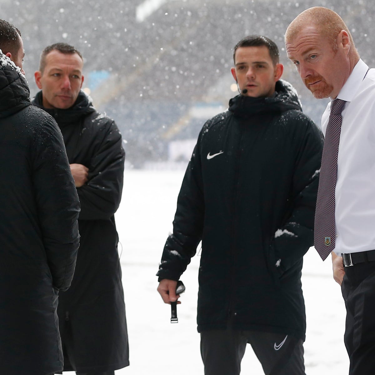 heavy snow forces late burnley v tottenham postponement premier league the guardian