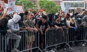 Some protesters have been seen without masks