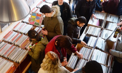 Shoppers in the Love Vinyl record shop in Hoxton, east London.