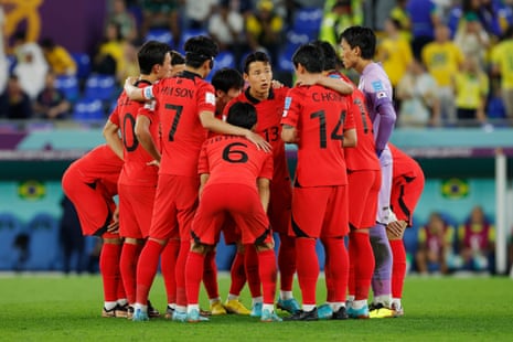 South Korea's players hold an inquest.