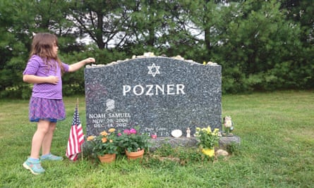 Arielle Pozner, Noah’s sister, at Noah’s grave.