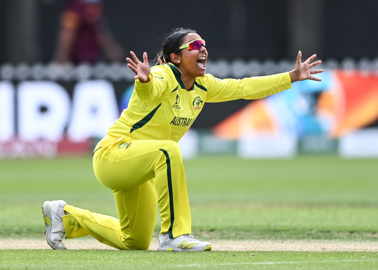 Alana King appeals during a World Cup match. Australia face West Indies on Wednesday for a spot in the weekend’s final against England or South Africa.