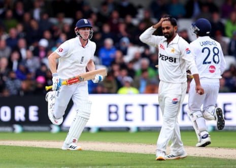 Harry Brook happily sends Ali Usman to the boundary for another four.