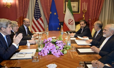 Iran nuclear talks in 2015 at the Beau Rivage Palace Hotel in Lausanne, Switzerland.