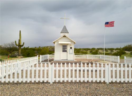 Church and State, Northern Arizona. Scattered across the Sunbelt are these places of worship that invite passersby to pause and consider the proximity of religion to daily life in the Land of the Free. A sign might read “Pray, Vote, then Pray again.” Twice I was approached by locals who asked if they could bless me. I agreed. They would say a little prayer for me and ask for my safety and success.