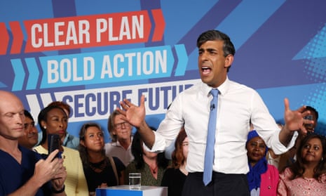 British Prime Minister Rishi Sunak speaks at a Conservative Party election campaign event in central London, Britain, 24 June 2024.