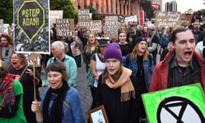 Protesters against the Adani coalmine in King George Square in Brisbane